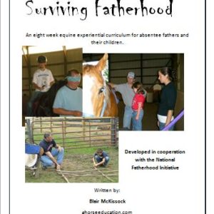 Book cover with three pictures of people interacting with horses
