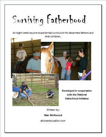 Book cover with three pictures of people interacting with horses